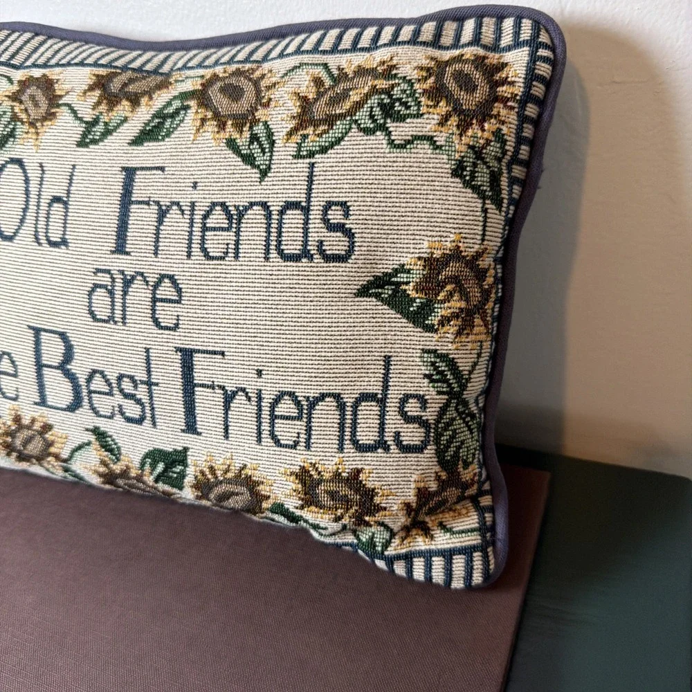 Vintage Country Sunflowers Tapestry Pillow Old Friends Are The Best Friends